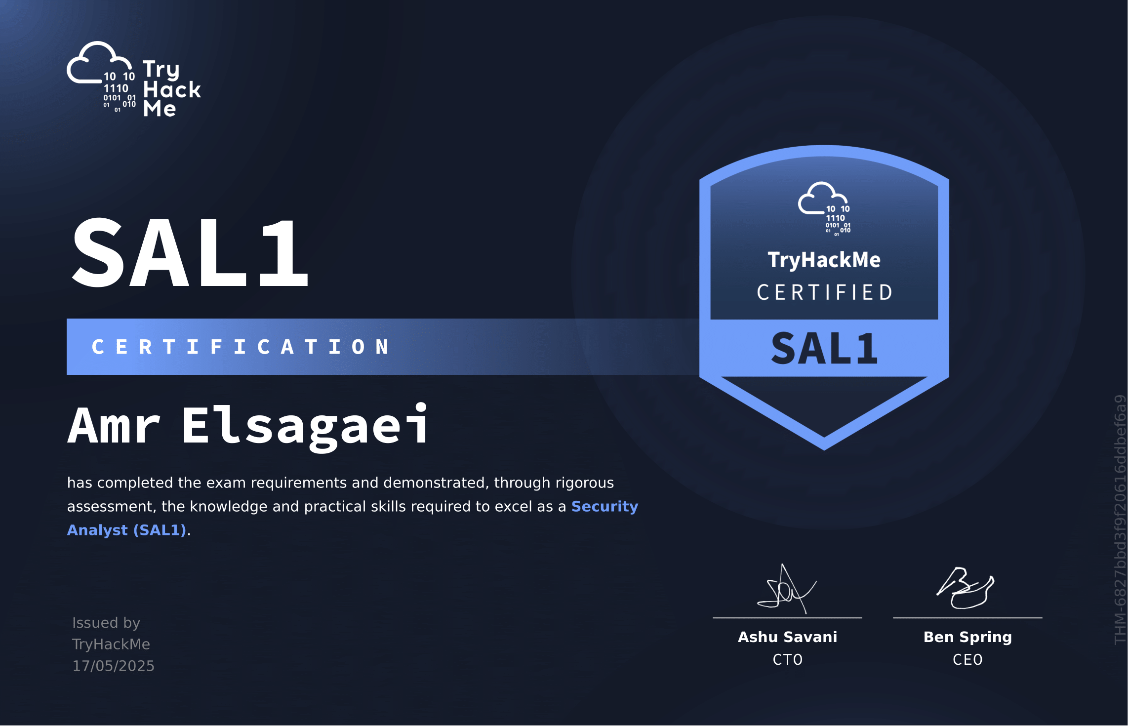 Security Analyst Level 1 (SAL1)